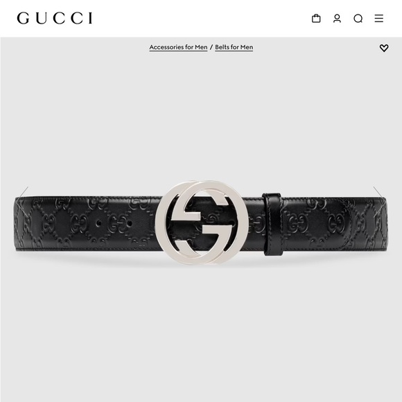 Gucci: Belt GG Interlocking Logo Monogram Leather Belt (Black) - Picture 3 of 15